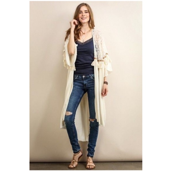 GORGEOUS Long Kimono Wrap Duster Cardigan New M L - Picture 4 of 8